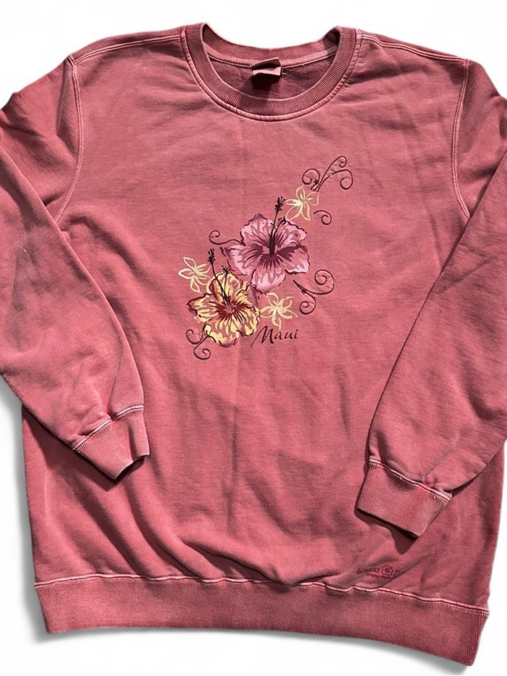 2000s Maui Hibiscus Graphic Sweatshirt - Dusty Rose